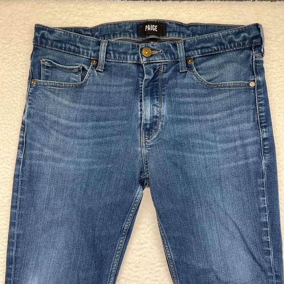Paige Jeans Mens 33 Lennox Straight Stretch Dark Casual Minimalist Basic - Picture 2 of 9